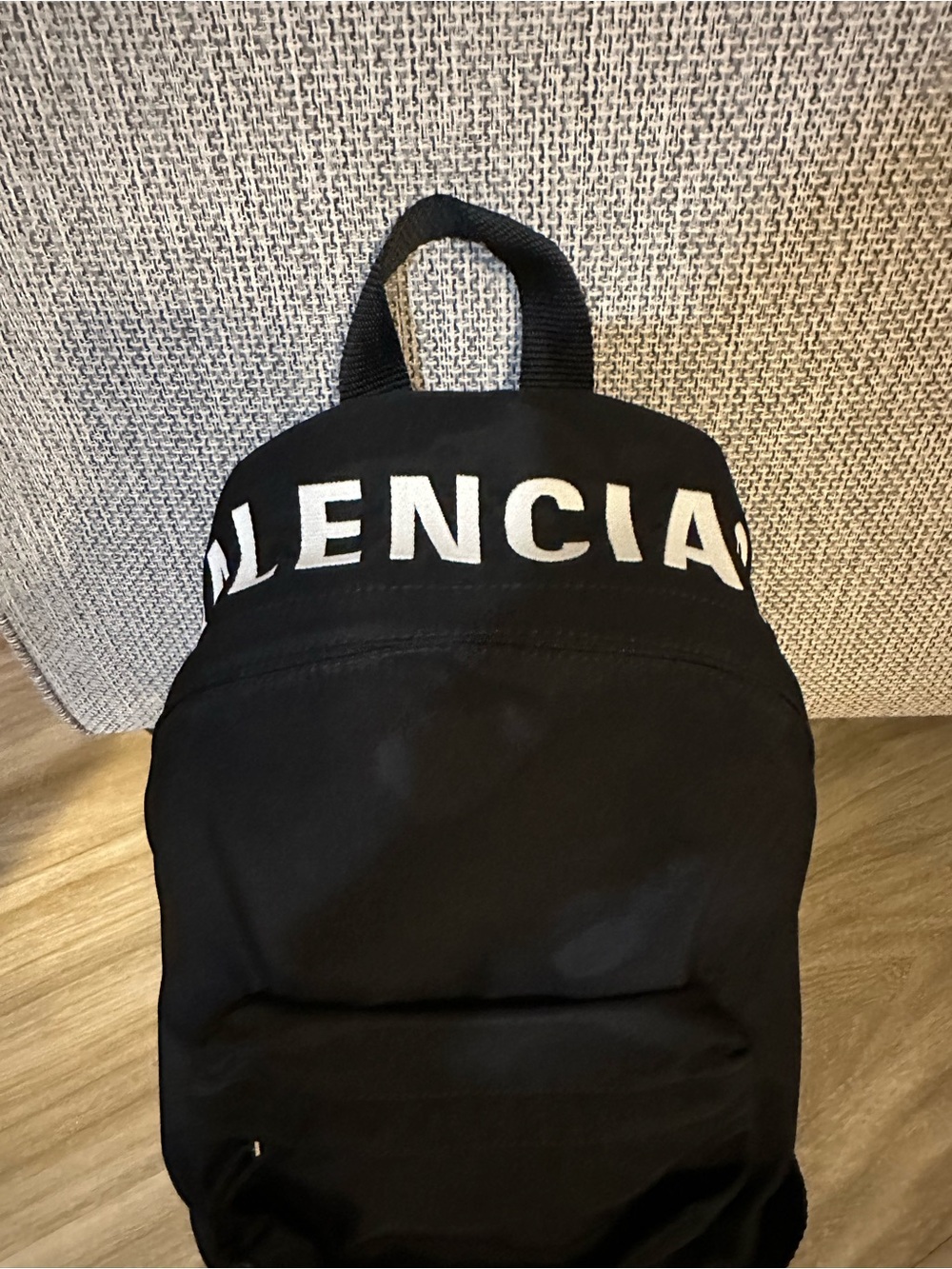 Balenciaga Black Canvas Backpack with White Logo